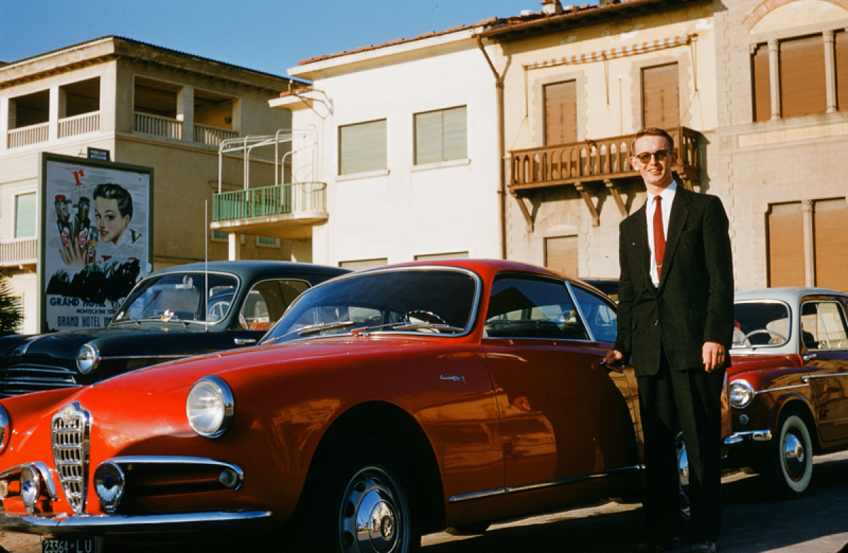 Dad w/Alpha Romeo Giulietta 1956